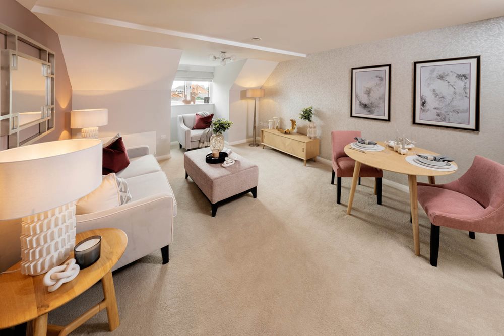 a living room with a couch and a table