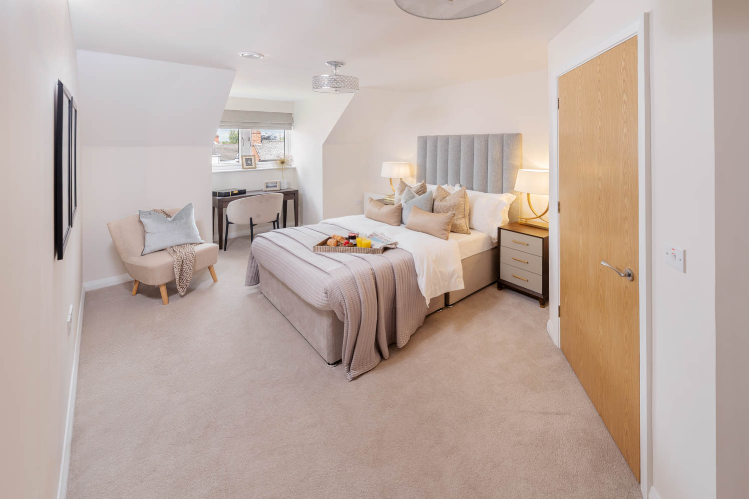 a bedroom with two beds