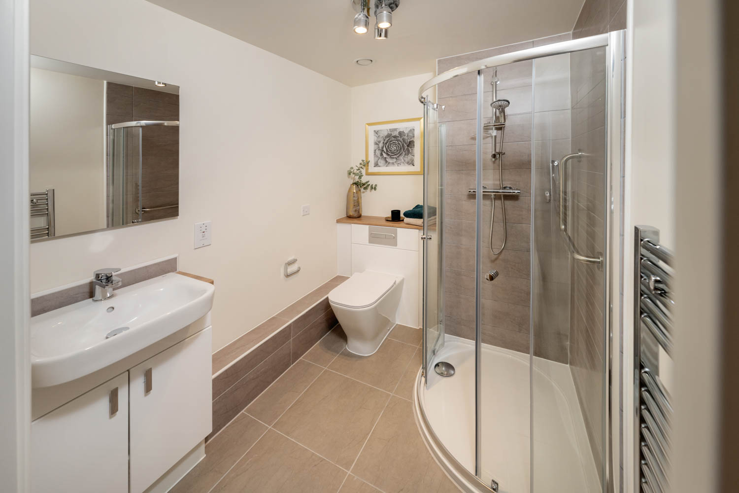a bathroom with a glass shower