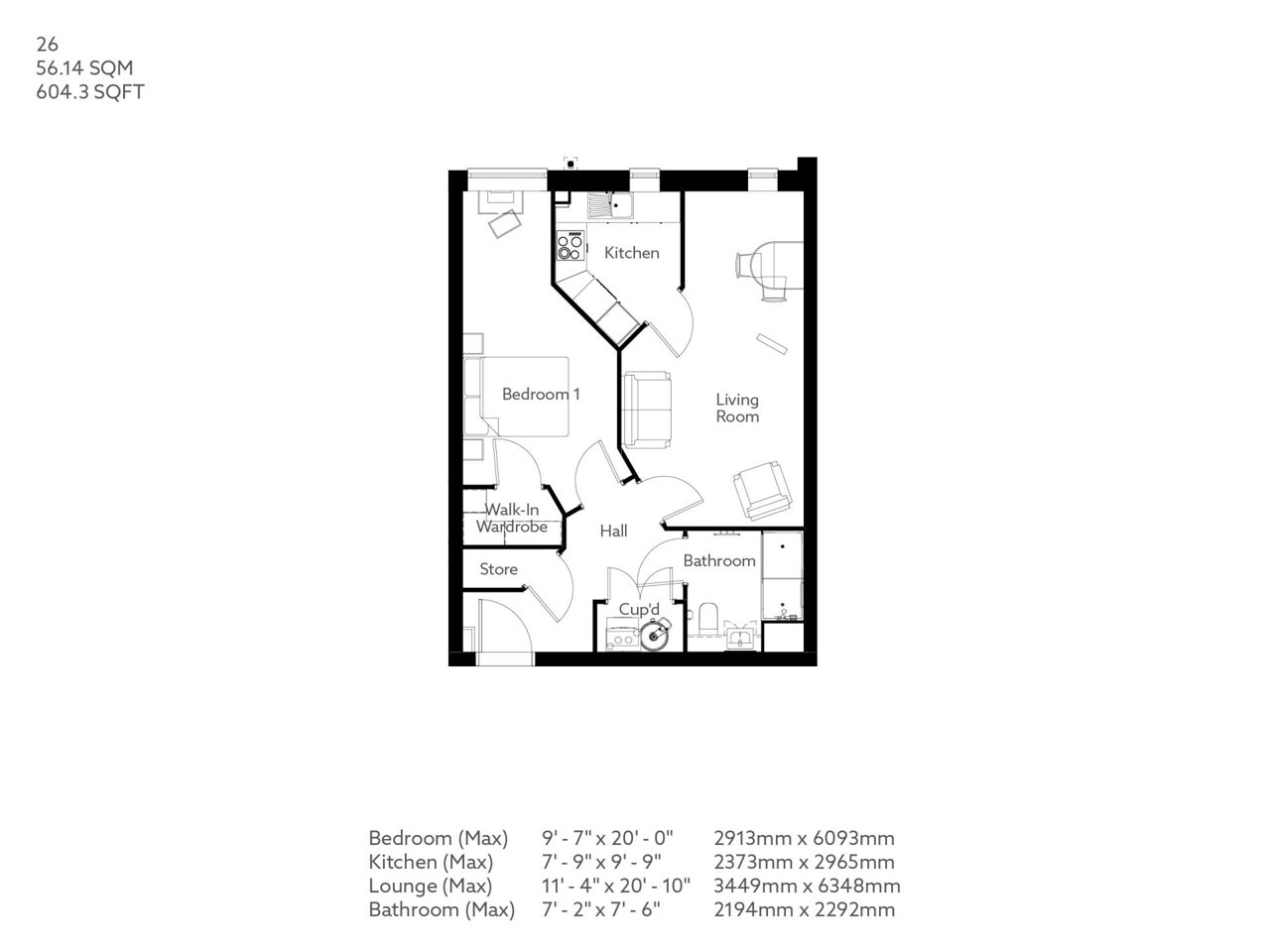 1Bed Retirement Apartment Middlewich Property 26 Roman Court McCarthy Stone