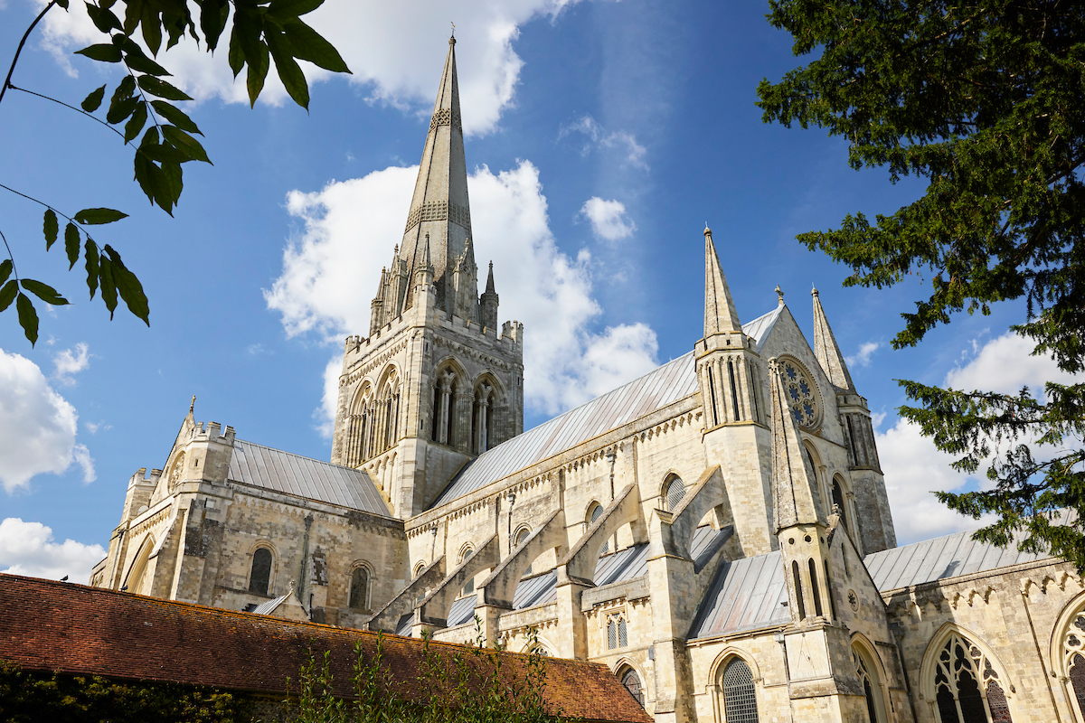 a large building with a tall spire