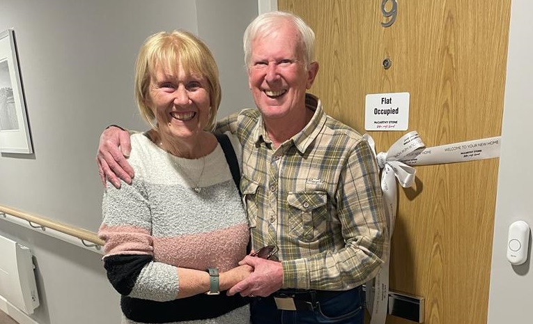 Roger and Sandra Davis outside their new home at the Pottery in Clevedon