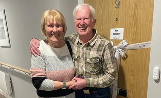 Roger and Sandra Davis outside their new home at the Pottery in Clevedon