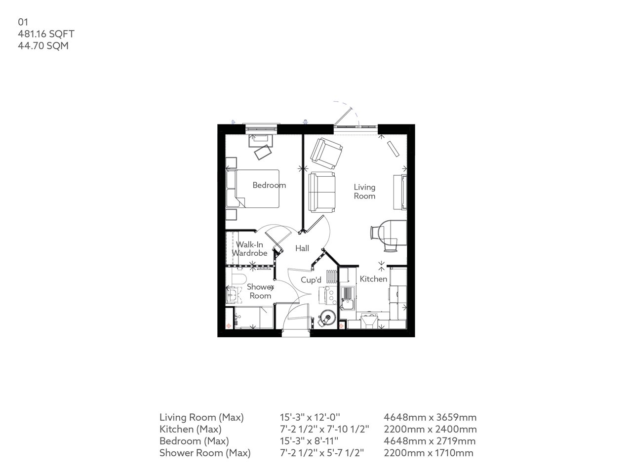 1Bed Retirement Apartment Cullompton PROPERTY 01 Foxglove Place