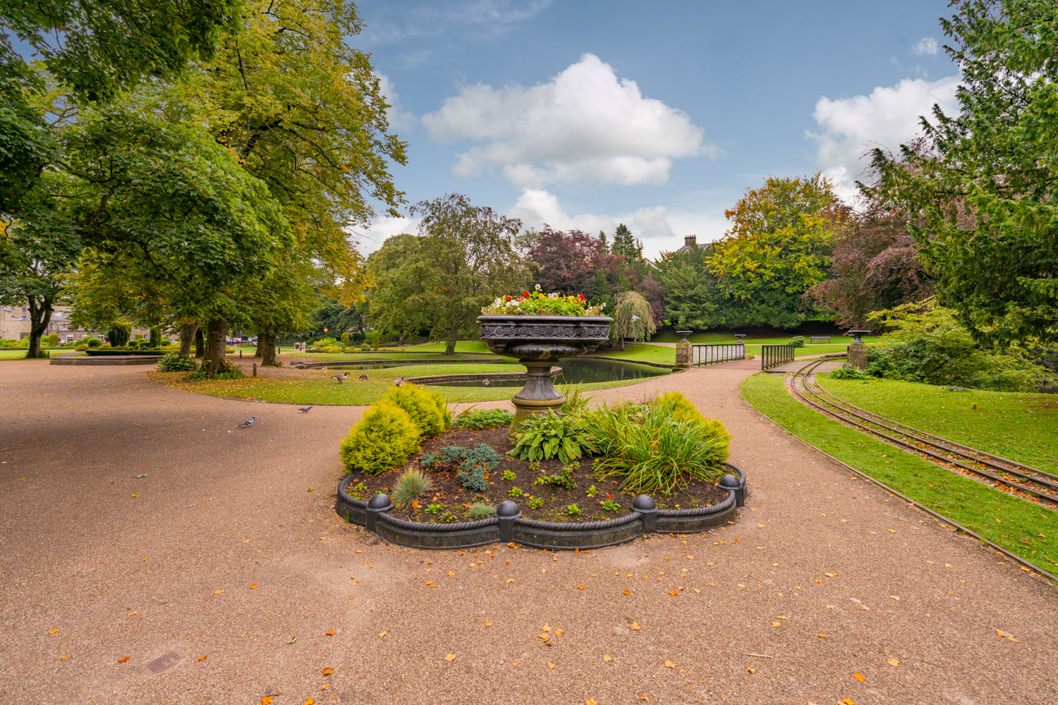 a fountain in a park