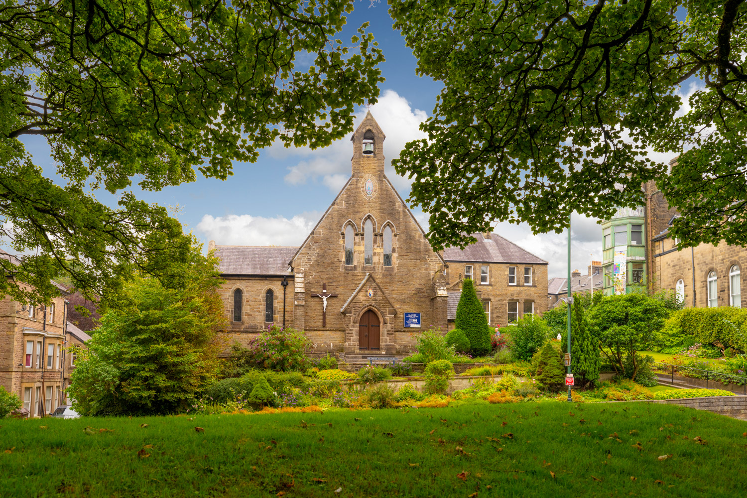 a large brick building with a clock tower