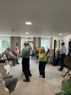 Showing off dancing skills