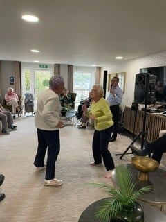 Showing off dancing skills