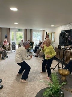 Showing off dancing skills