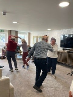 Showing off dancing skills