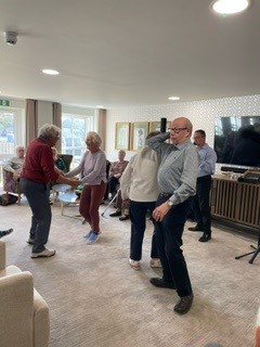 Showing off dancing skills