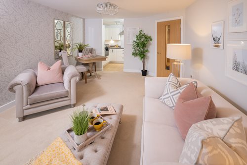 a living room with a couch and a coffee table
