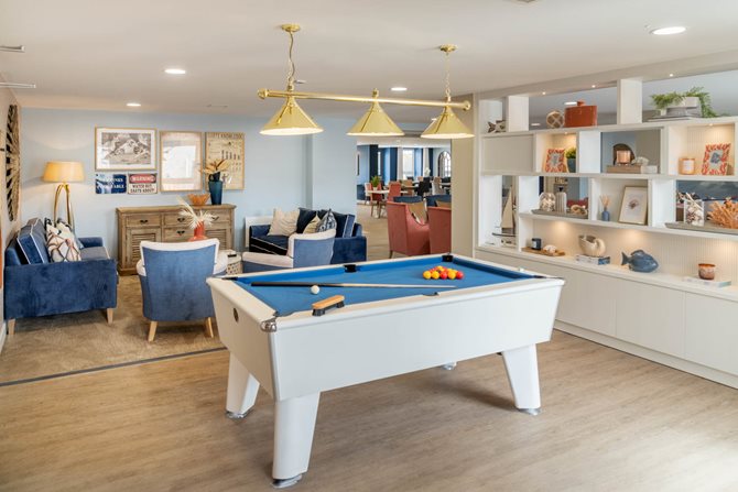 Games room and communal lounge at Wimnorne Village