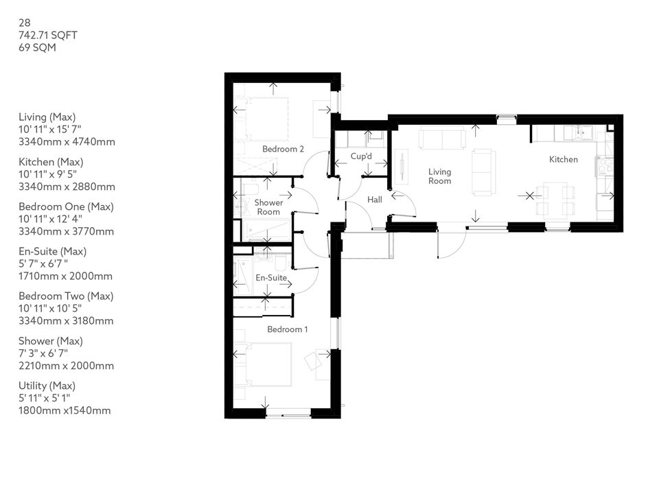 2 Bed Retirement bungalow Wimborne Bungalow 14 Ensor Mews The Old