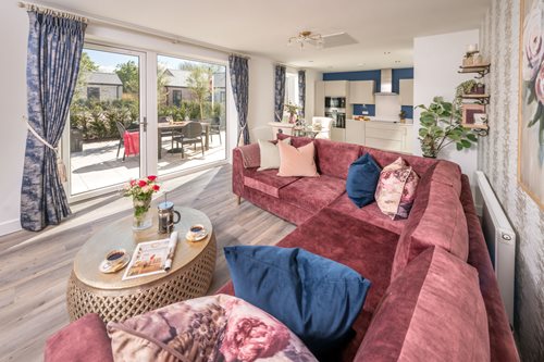 a living room with a couch and a coffee table