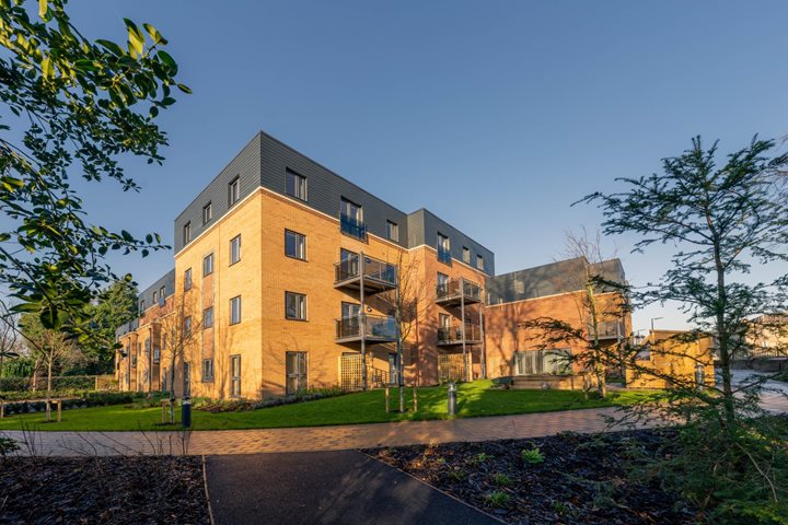 a building with trees around it