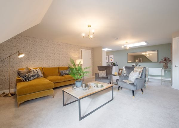 a living room with a couch and a coffee table