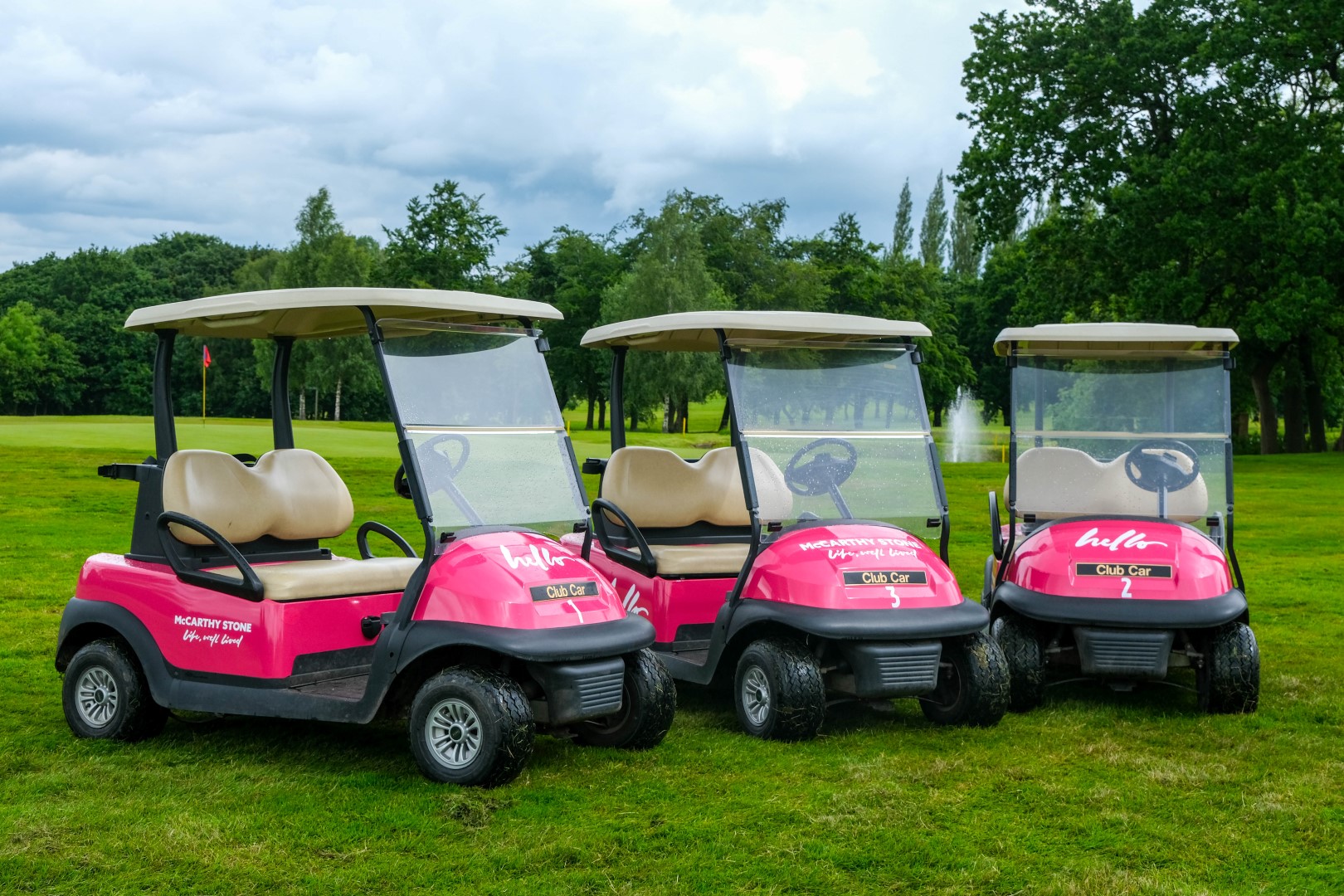 a group of golf carts