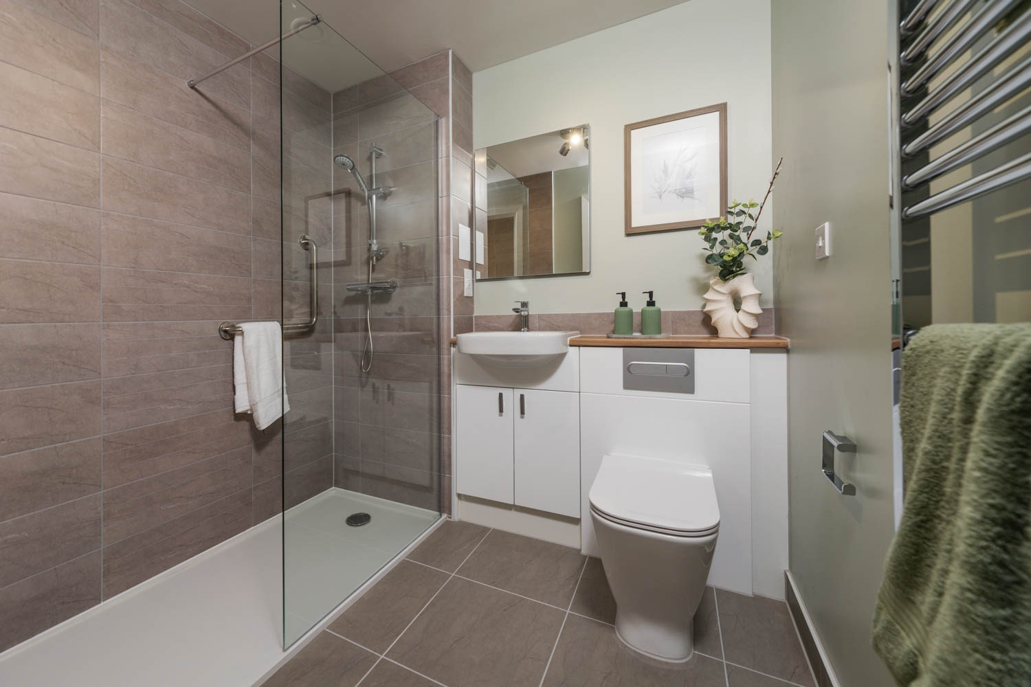 a bathroom with a glass shower