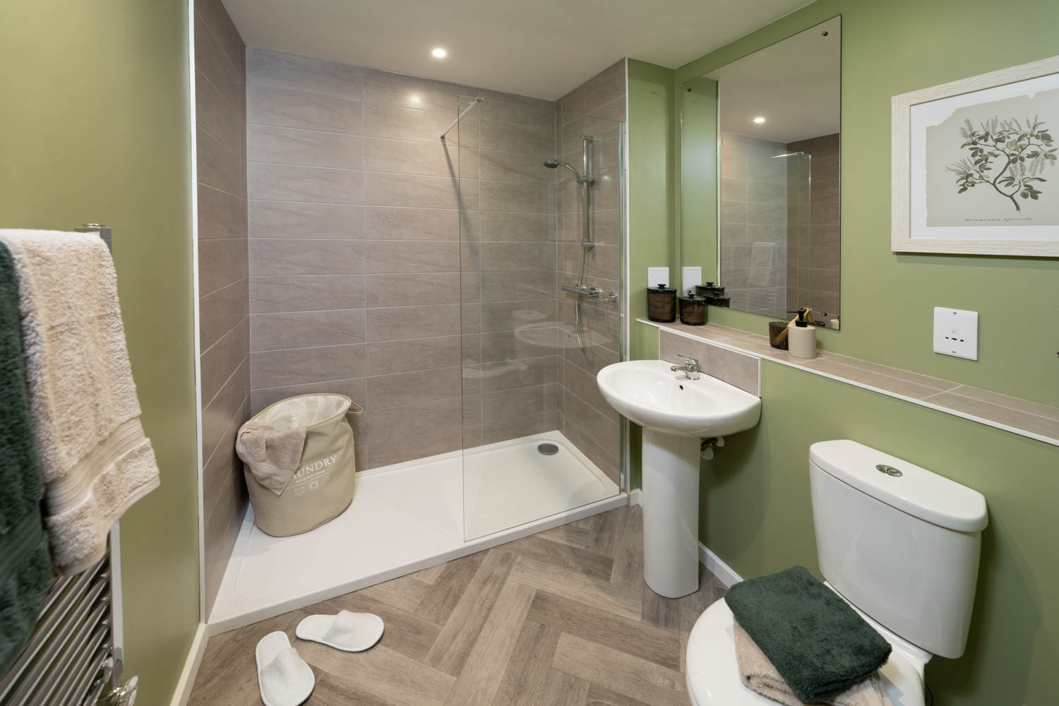 a bathroom with a glass shower