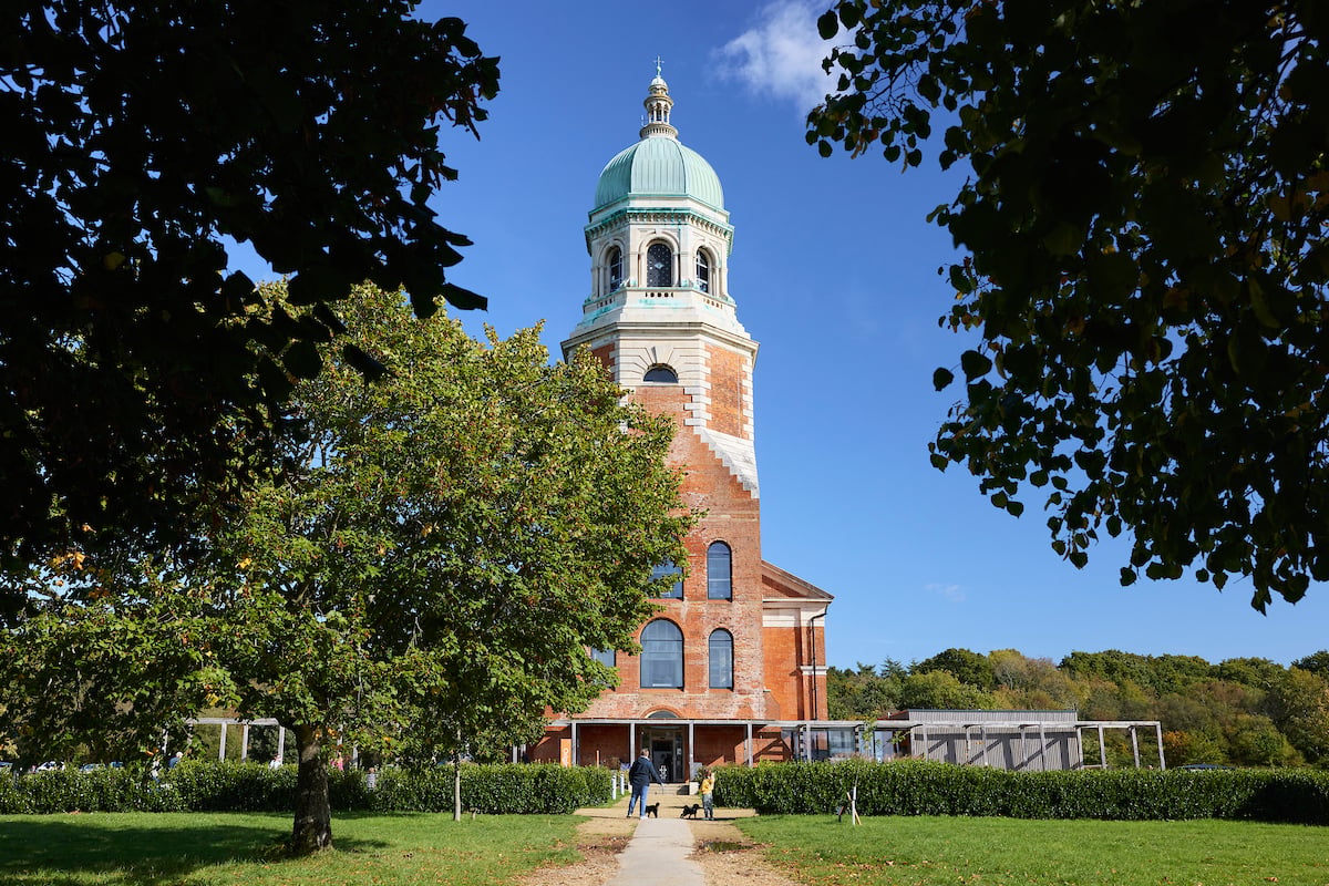a brick building with a tower