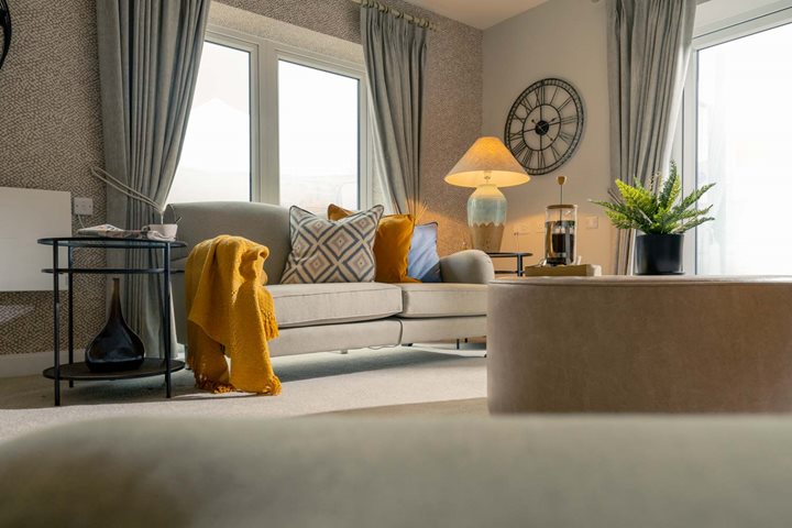 a couch and a table in a room