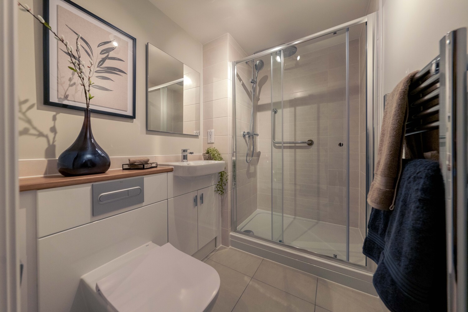 a bathroom with a glass shower