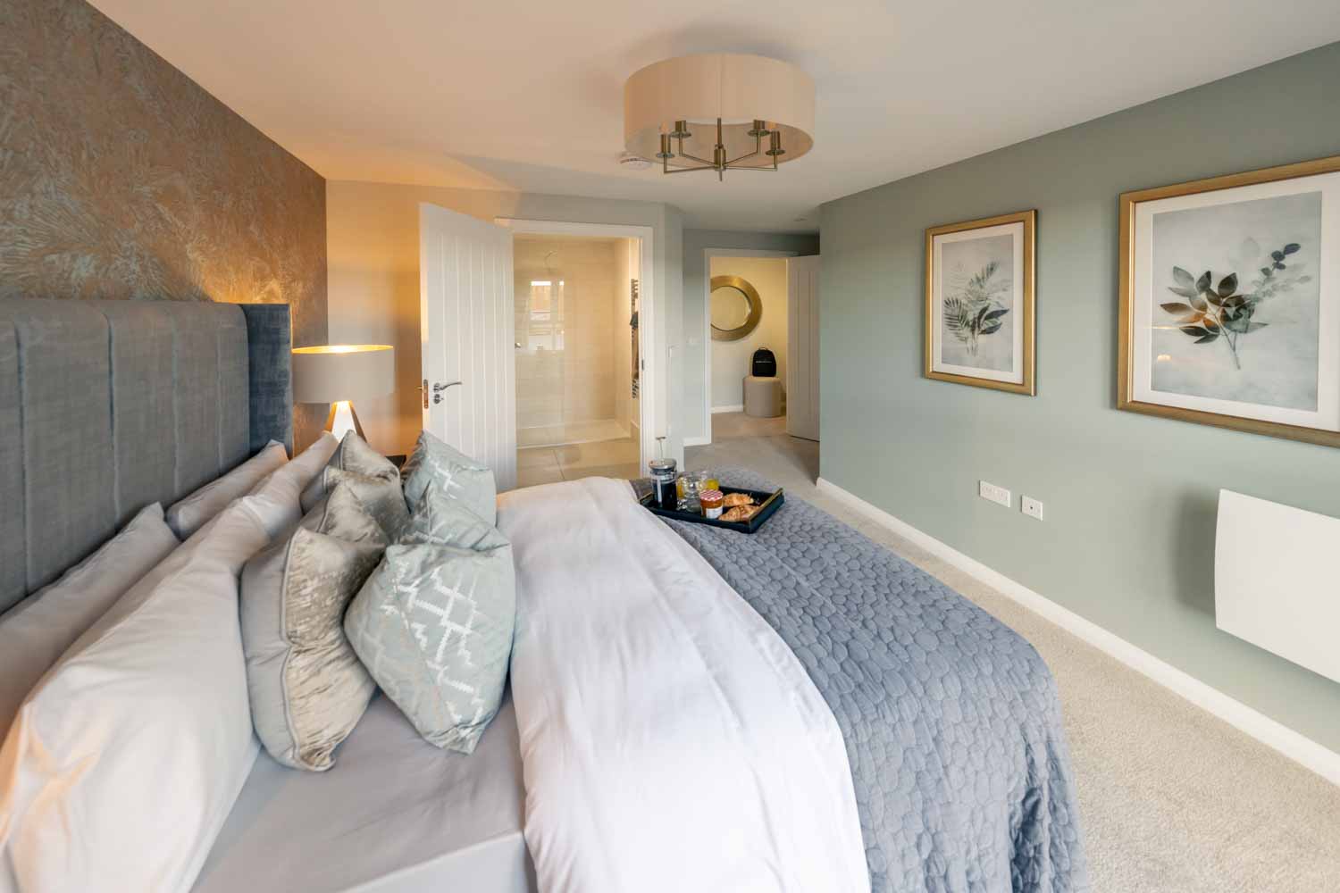a bed with white sheets