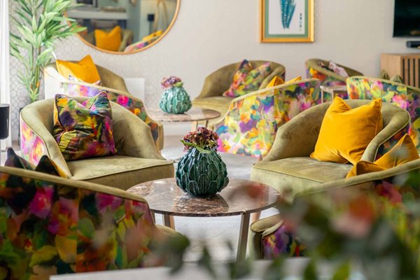 a living room with a couch and a coffee table