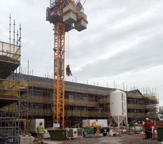 a person on a crane