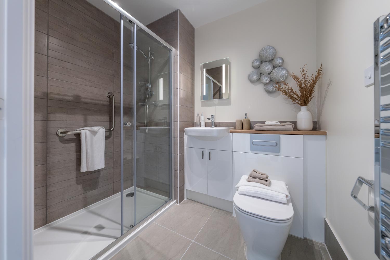 a bathroom with a glass shower