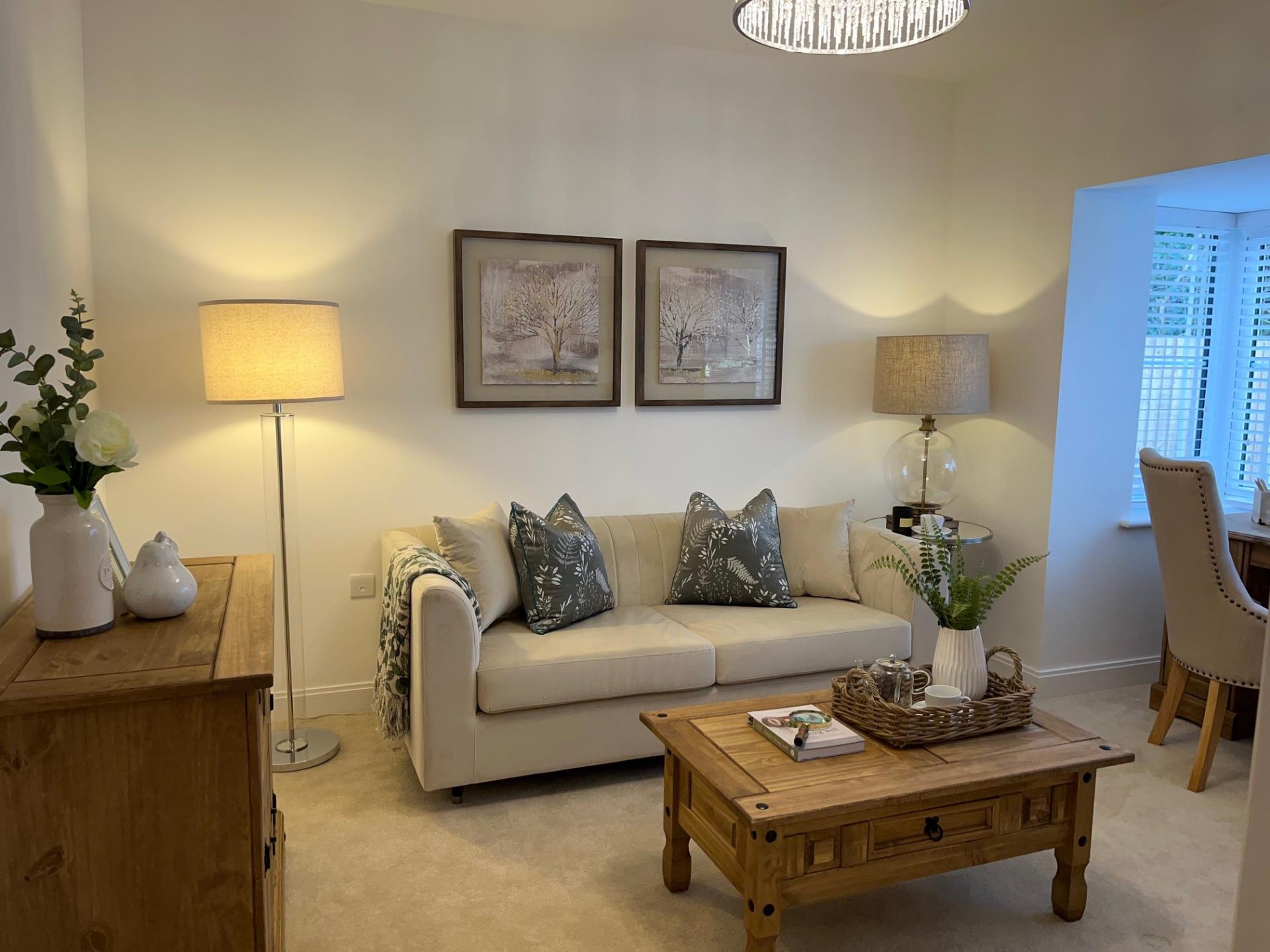 The open-plan living area of a McCarthy Stone home within a retirement development in the city.
