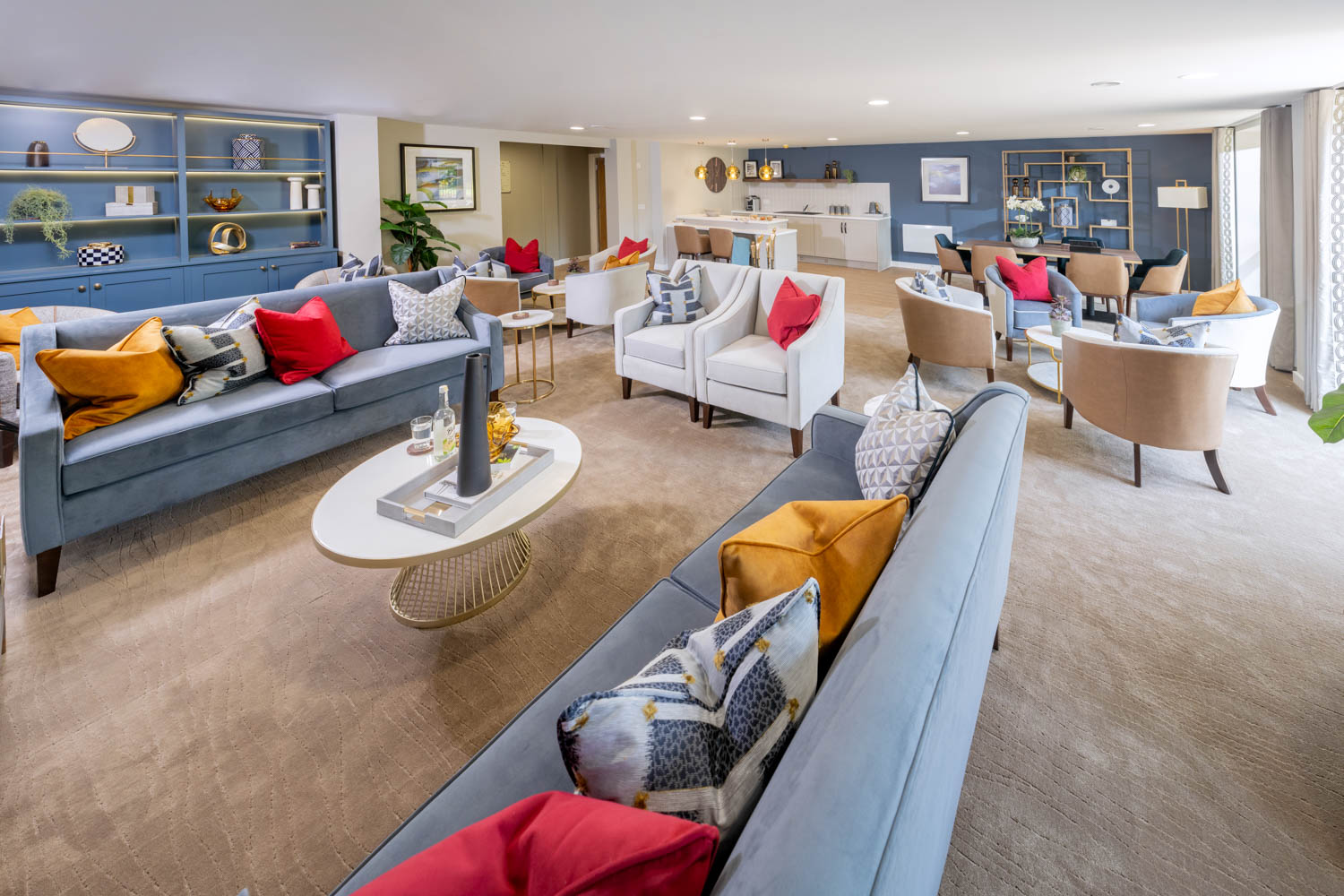 a living room with a couch and a coffee table