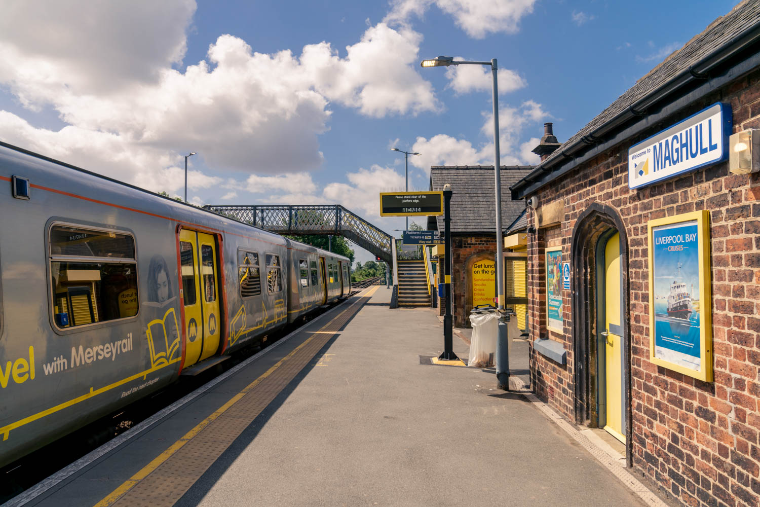 a train pulling into a station