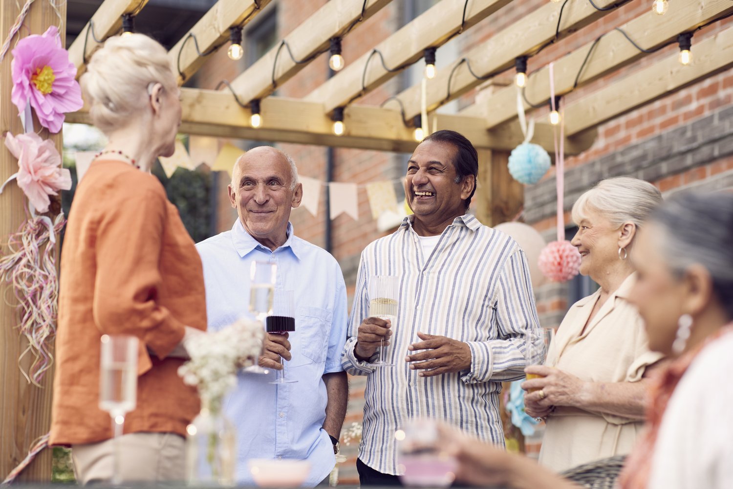 a group of people talking