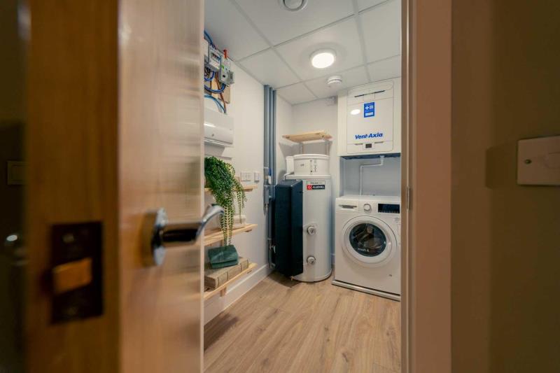 a room with a washer and dryer