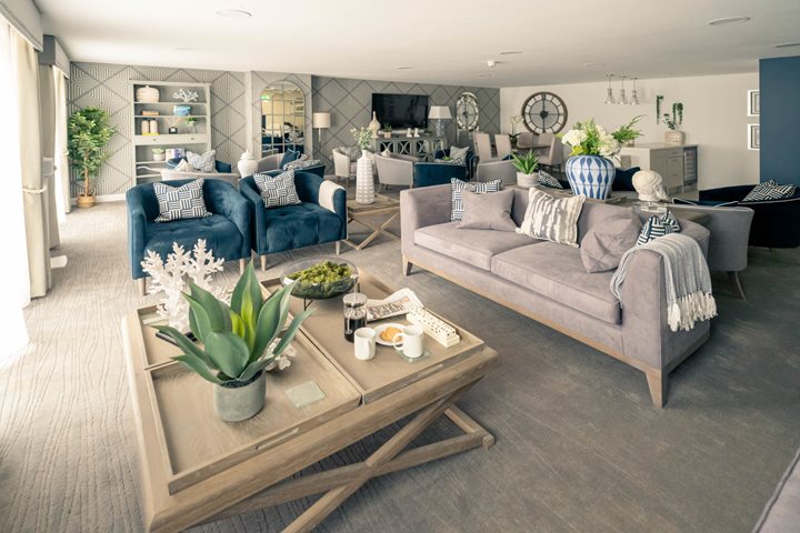 a living room with a couch and a coffee table