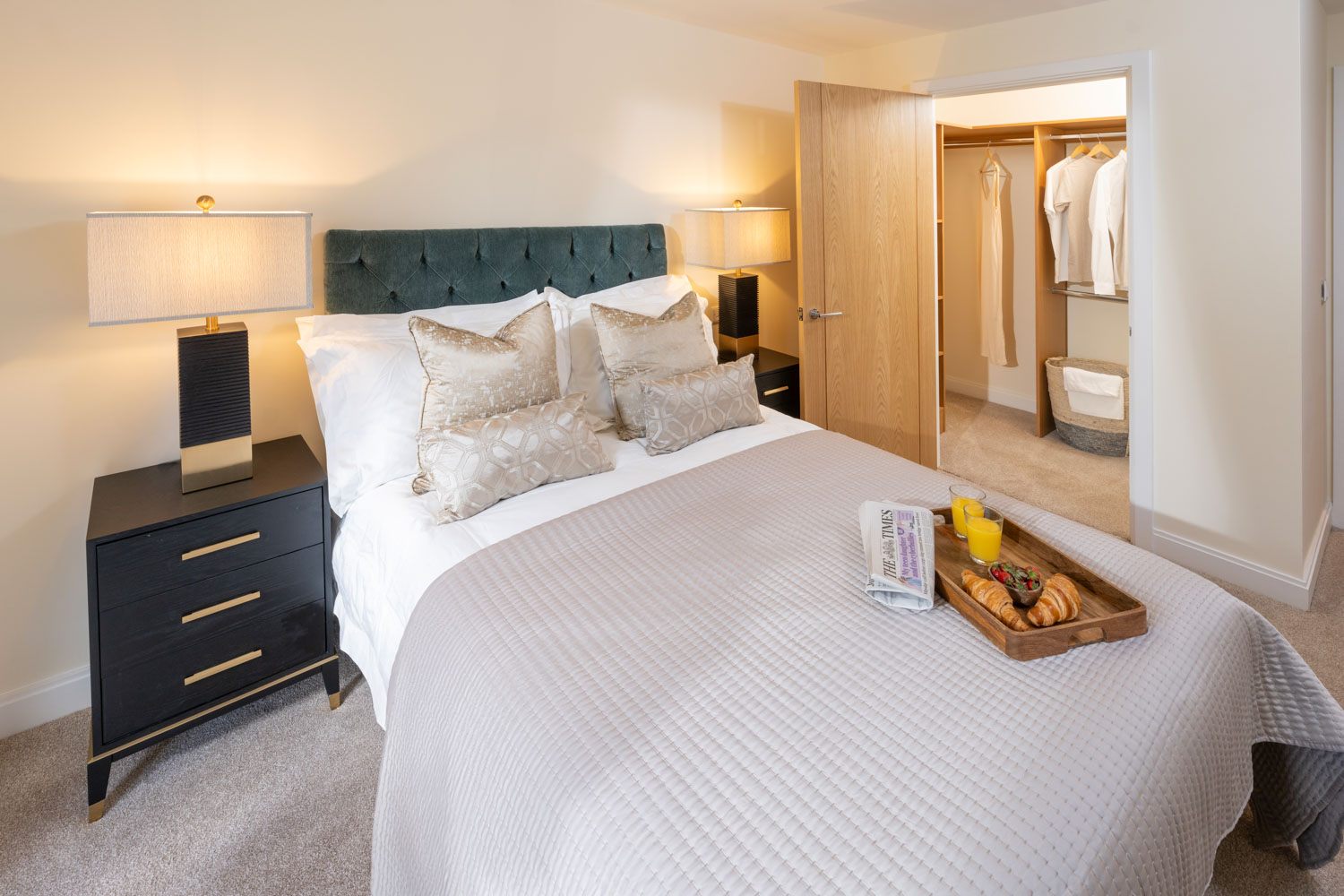a bed with white sheets