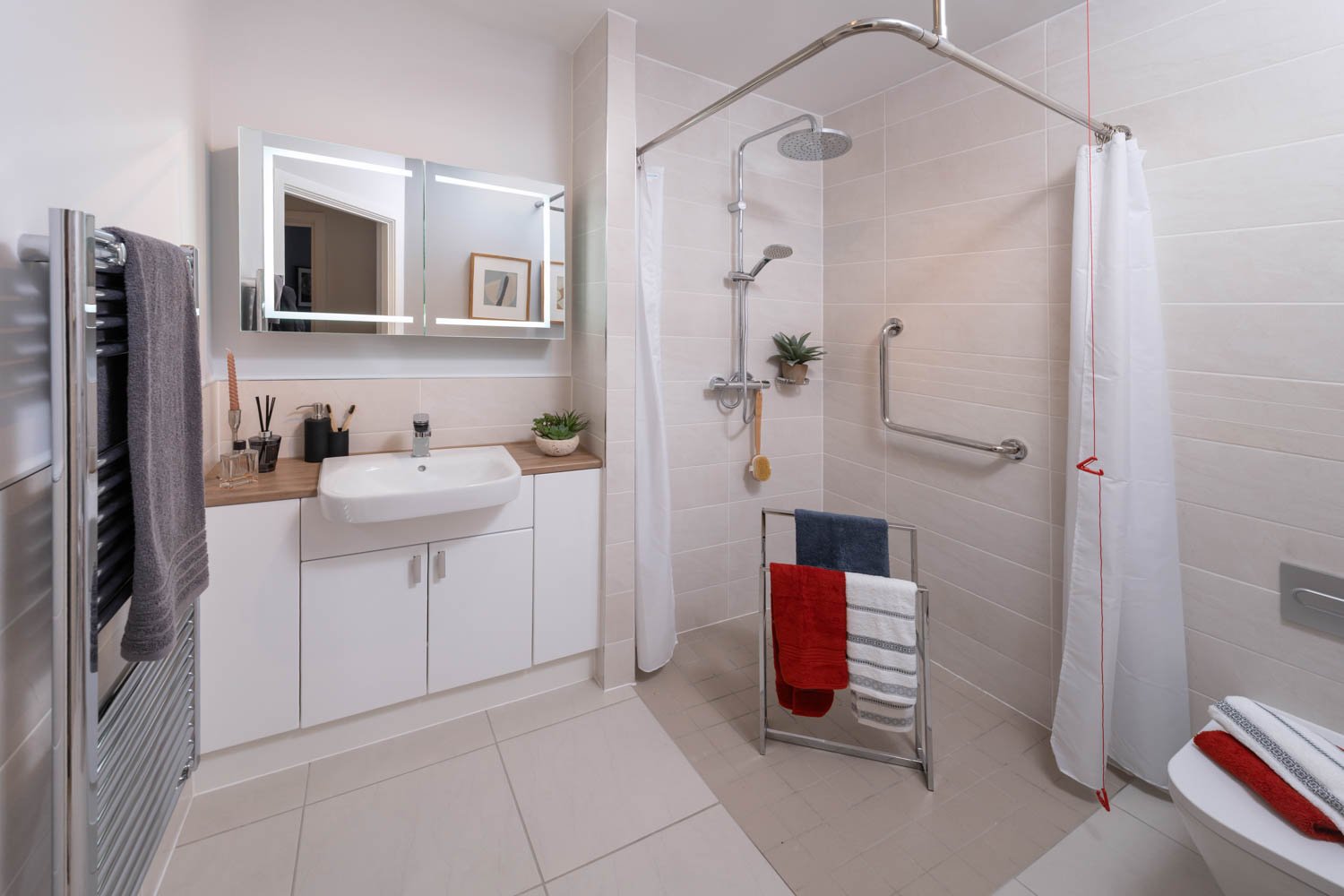 a bathroom with a shower and sink