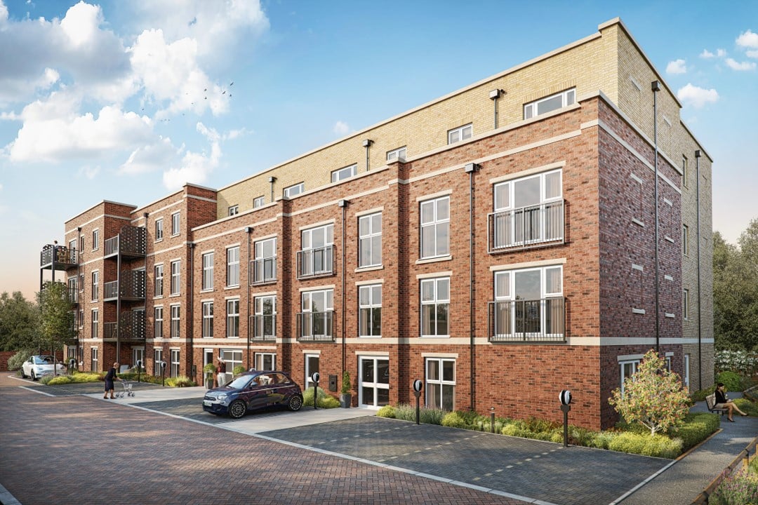 a brick building with a car parked in front of it