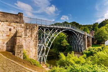 The Iron Bridge over the River Severn at Ironbridge Gorge.