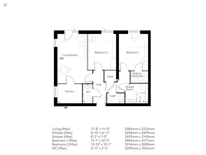 2Bed Retirement Apartment Lichfield Property 32 Stowe Place