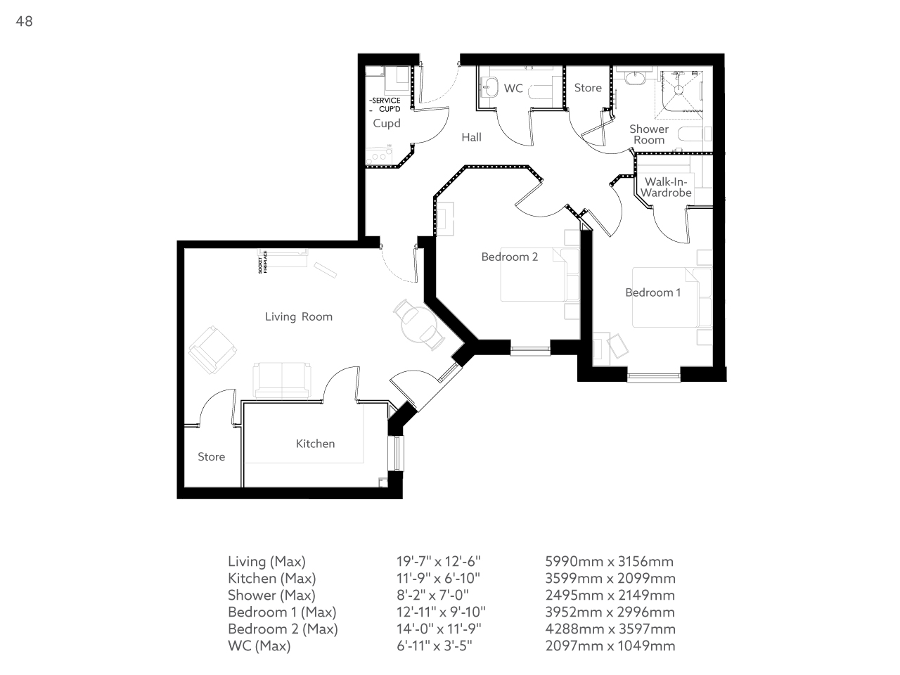 2Bed Retirement Apartment Lichfield Property 48 Stowe Place