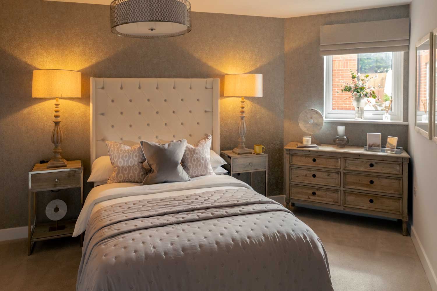 a bedroom with a large bed