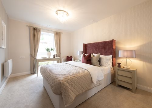 a bedroom with a large bed