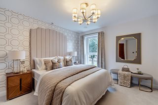 a bedroom with a large bed