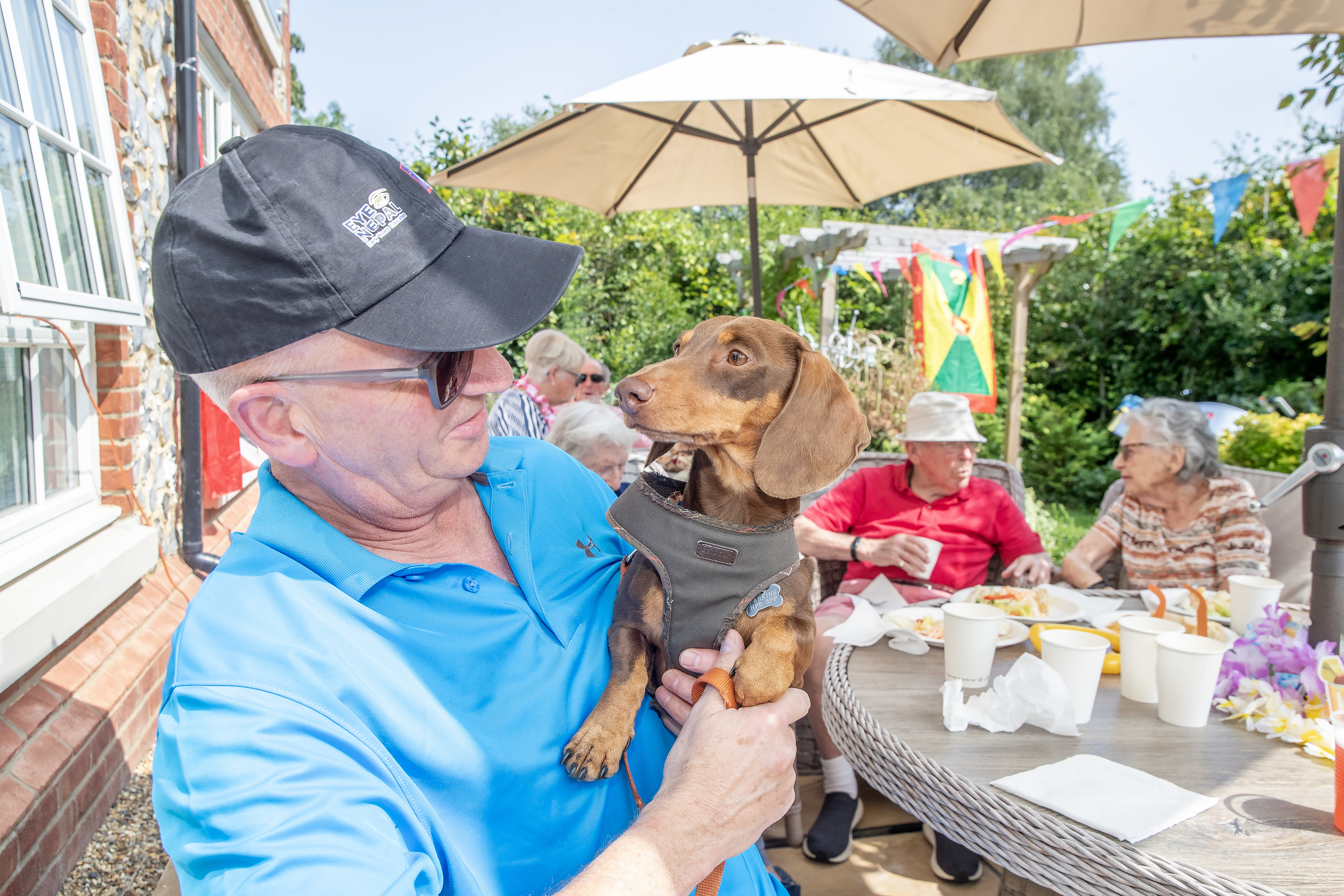 a person holding a small dog