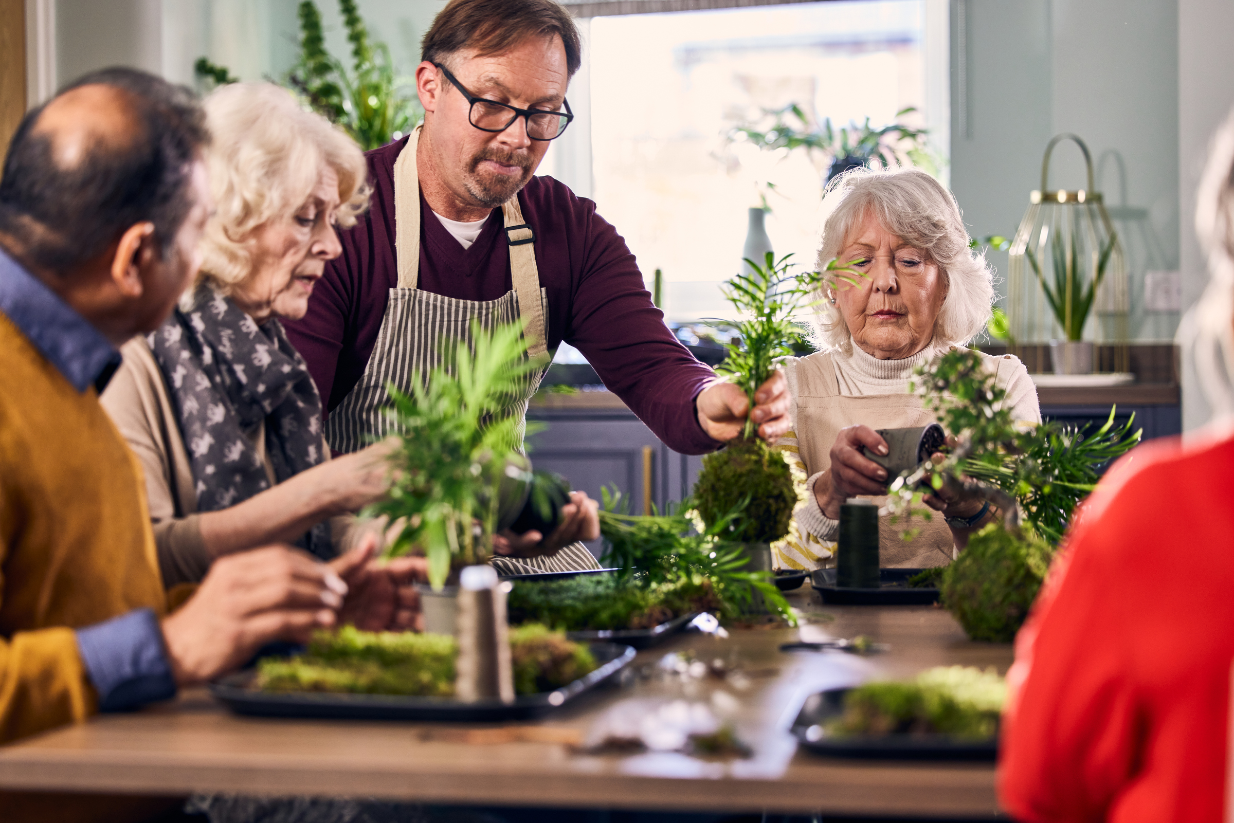 a group of people around a table