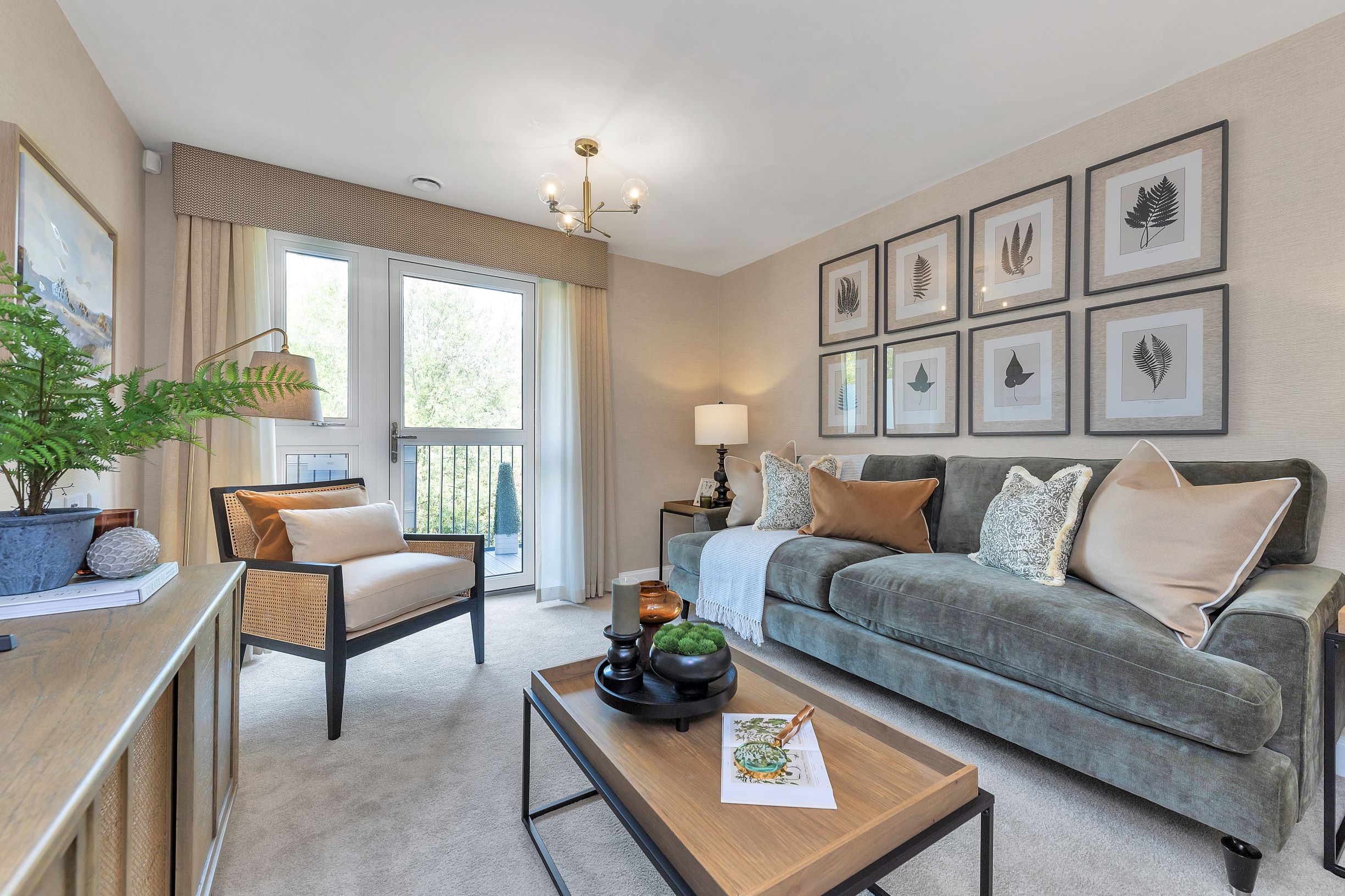 a living room with a couch and a coffee table
