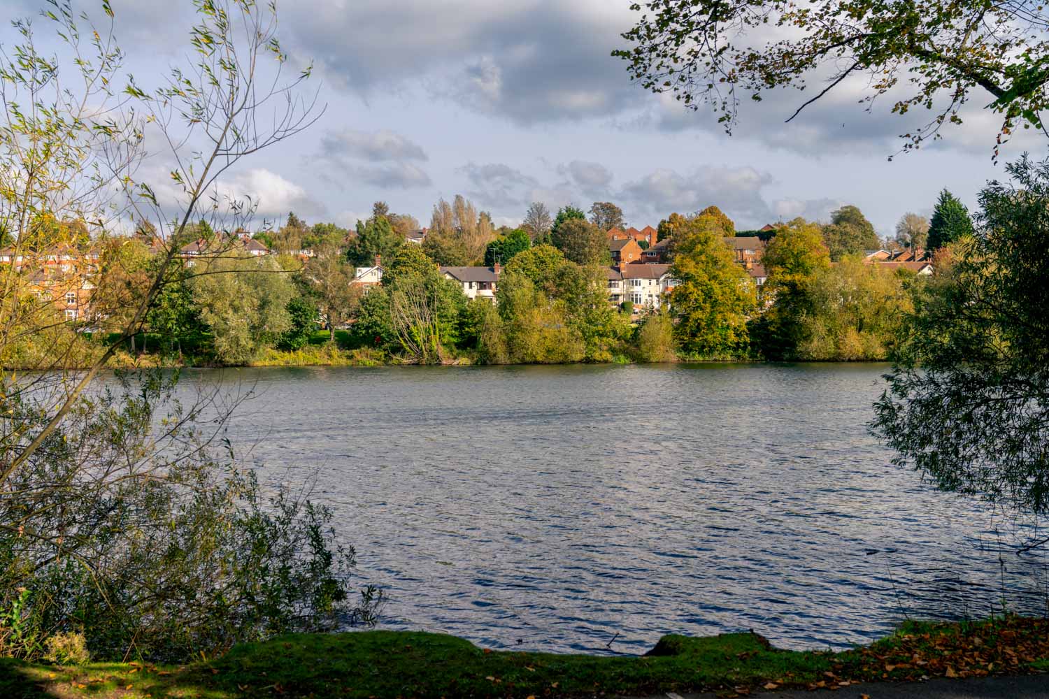 a body of water with houses along it